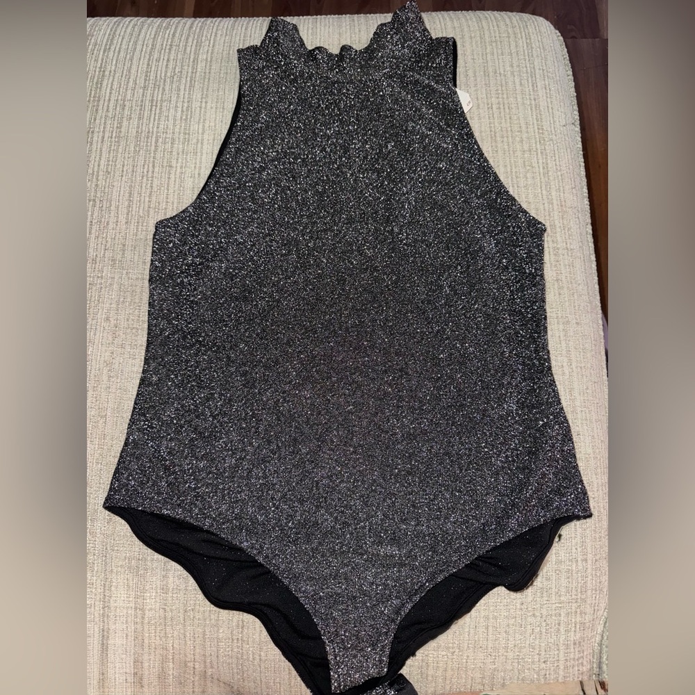 ⭐️H&M Shimmering Charcoal Bodysuit